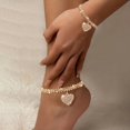 thumbnail image 2 of JUSIP 2pcs/set Fashion Fashion Jewelry Luxury Sparkling Rhinestone Rhinestone Peach Heart Love Anklet Bracelet Set Ladies Party Wedding Engagement Jewelry, 2 of 6