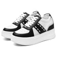 thumbnail image 2 of CMR CHAMARIPA Elevator Shoes For Women - Casual Height Increasing Sneakers Black & White Leather 3.15 Inches / 8 CM, 2 of 7