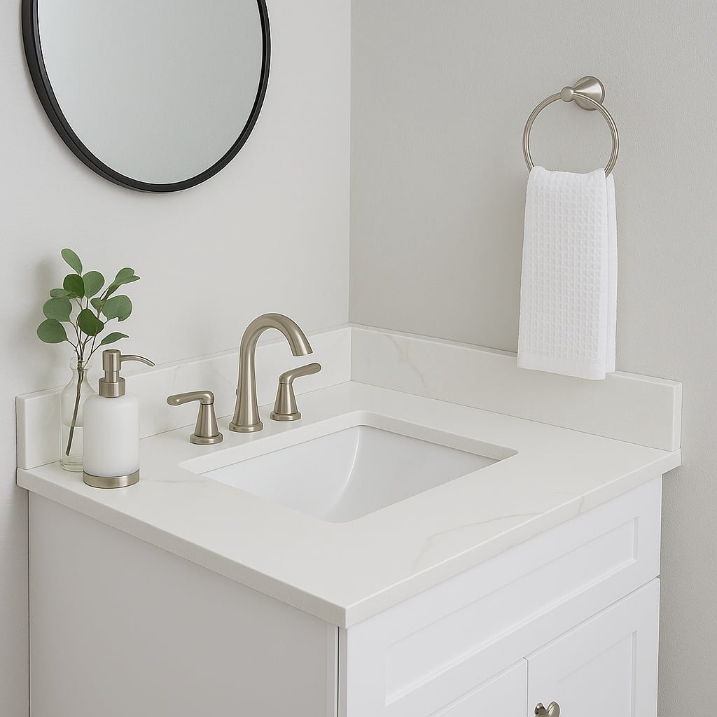 Design House Calesco Calacatta 31" Quartz Vanity Top with Backsplash and 22" Side Splash, 8" Widespead