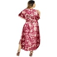 thumbnail image 4 of HAPPY BAY Women's Batik Caftan Maxi Night Loungewear Dashiki House Dress V Neck Kaftan Sleepwear for Women Nightgown 2X-3X Maroon, Turtle, 4 of 6