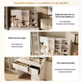 thumbnail image 3 of VERDALAY Tocador con espejo blanco, tocador de maquillaje, tocador con cajones, estantes abiertos, tocador moderno para dormitorio con enchufes, luces LED y brillo ajustable., 3 of 16