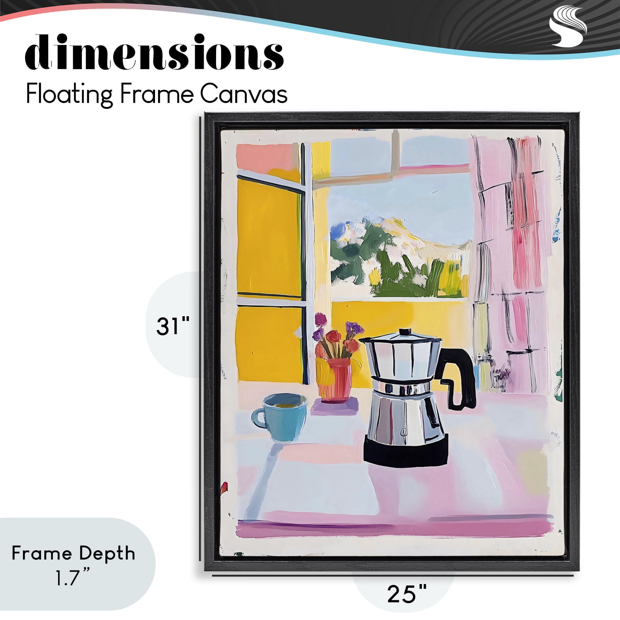 Stupell Industries Italian Moka Pot Kitchen Black Framed Floater Canvas Wall Art, design by The Prints Vibe