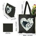 thumbnail image 3 of RUIYC Initial Canvas Tote Bag for Women 2 Pcs Cute Aesthetic Tote Bags with Zipper Bears School Mascot Cute Black, 3 of 8