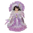 thumbnail image 1 of Muñecas de porcelana victoriana Elegantes figuras de mujer Muñeca de cerámica w / soporte de madera, 1 of 3