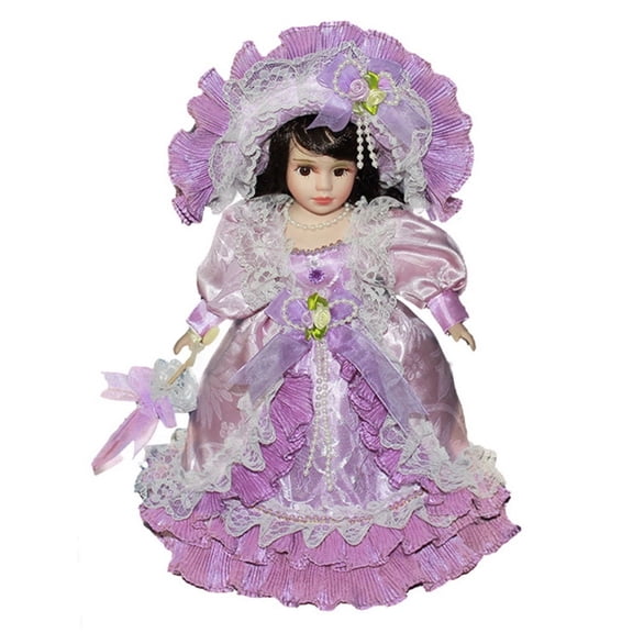 Muñecas de porcelana victoriana Elegantes figuras de mujer Muñeca de cerámica w / soporte de madera