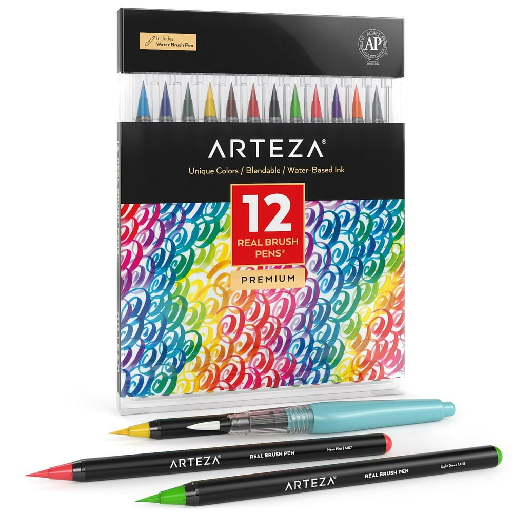 Arteza Real Brush Pens, Set of 12