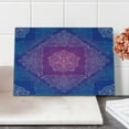 thumbnail image 2 of Purple Mandala Cutting Board, Psyschedelic Oriental Theme Floral Pattern in Filigree Style, Decorative Tempered Glass Cutting and Serving Board, Small Size, Magenta Night Blue White, by Ambesonne, 2 of 5