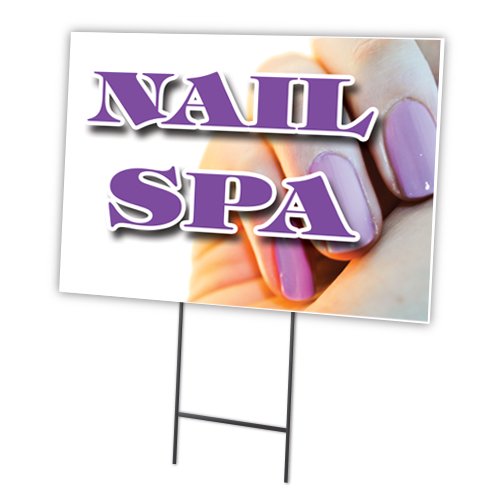 Nail SPA 18"x24" Yard Sign & Stake Outdoor Plastic coroplast Window
