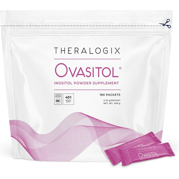 Theralogix Ovasitol Inositol Powder Packets - 90-Day Supply - Myo-Inositol & D-Chiro Inositol for Hormone Balance & Ovarian Function Support* - NSF Certified - 180 Packets