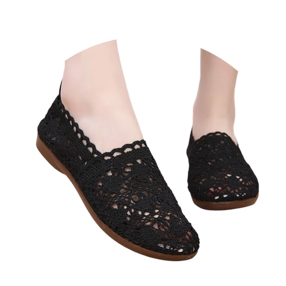 Fishnet Hollow -On for Women Breathable Casual Summer Footwear with Low Heel & - Outsole