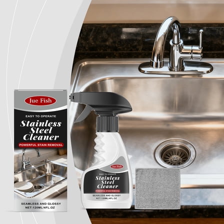 Stainless Steel Cleaner & Polish Microfiber Cloth 120ml – Fingerprint & Streak-Free for Refrigerator, Dishwasher, Oven, Grill