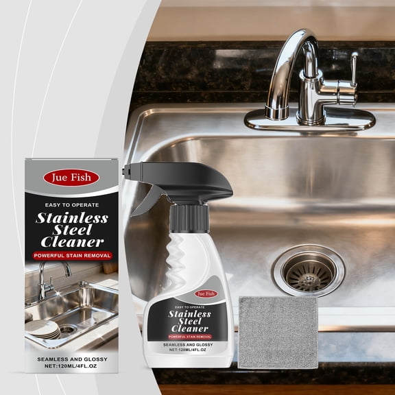 Stainless Steel Cleaner & Polish Microfiber Cloth 120ml – Fingerprint & Streak-Free for Refrigerator, Dishwasher, Oven, Grill