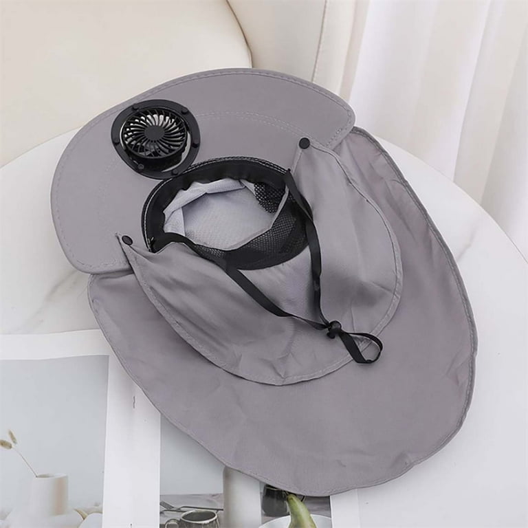 Hauaitttt Solar Fan Bucket Hat for Men Women UPF50+ Sun Wide Brim