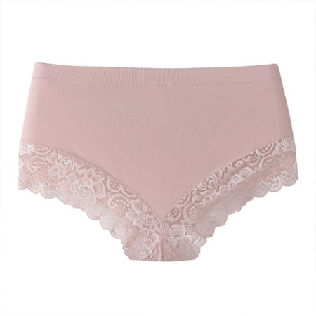 Scyoekwg Women s Cotton Underwear High Waisted Underwear Comfort Lace Ladies Underpants Hipster Panties Solid Color Stretchy Briefs(Pink XXXXL)