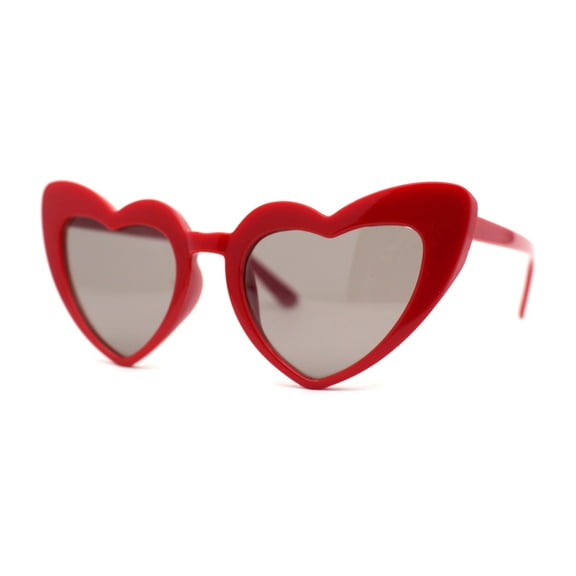 Girls Kids Size Iconic Cat Eye Heart Shape Cutie Sunglasses Red Black
