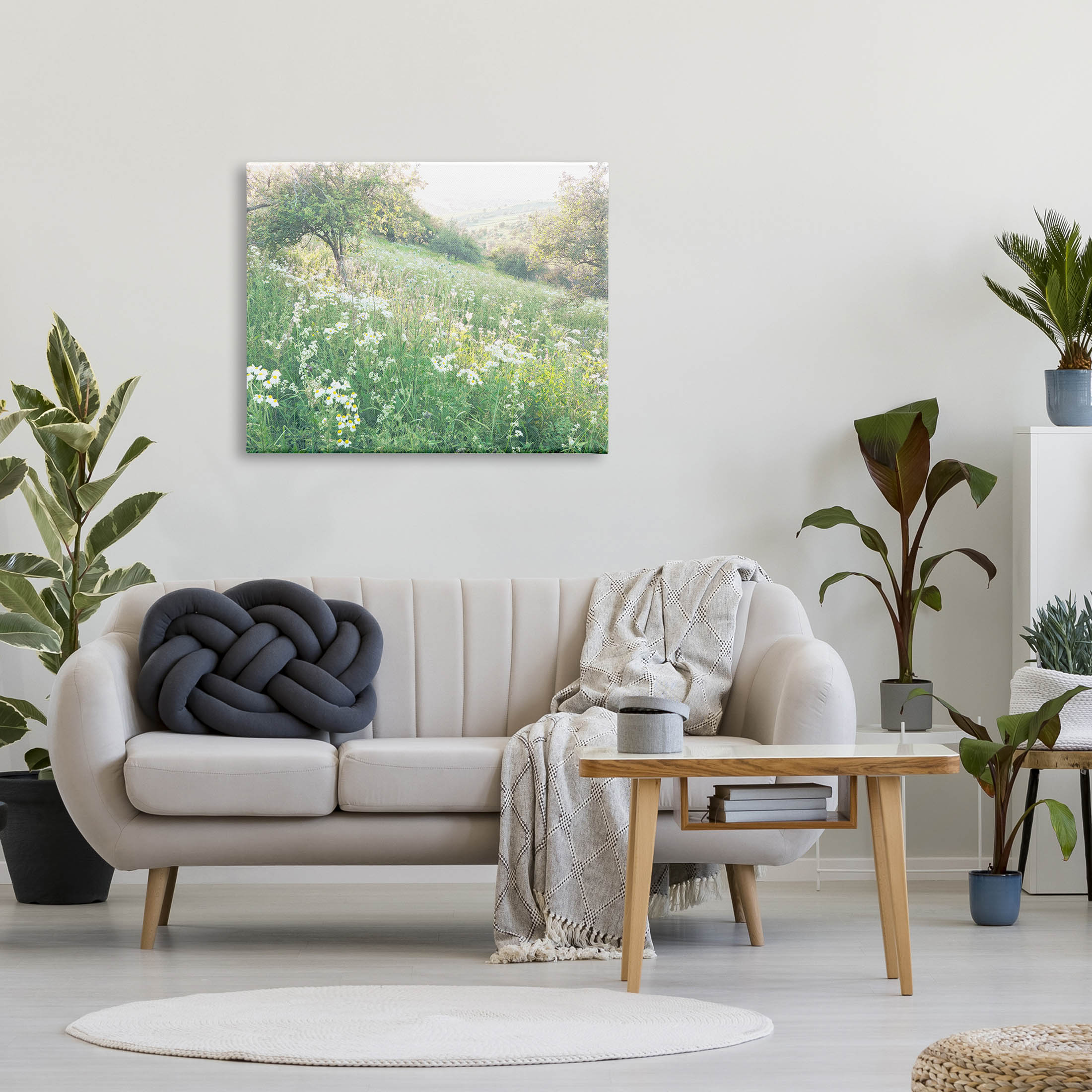 Spring Meadow Grassland Field Landscape Photograph Gallery Wrapped Canvas Print Wall Art