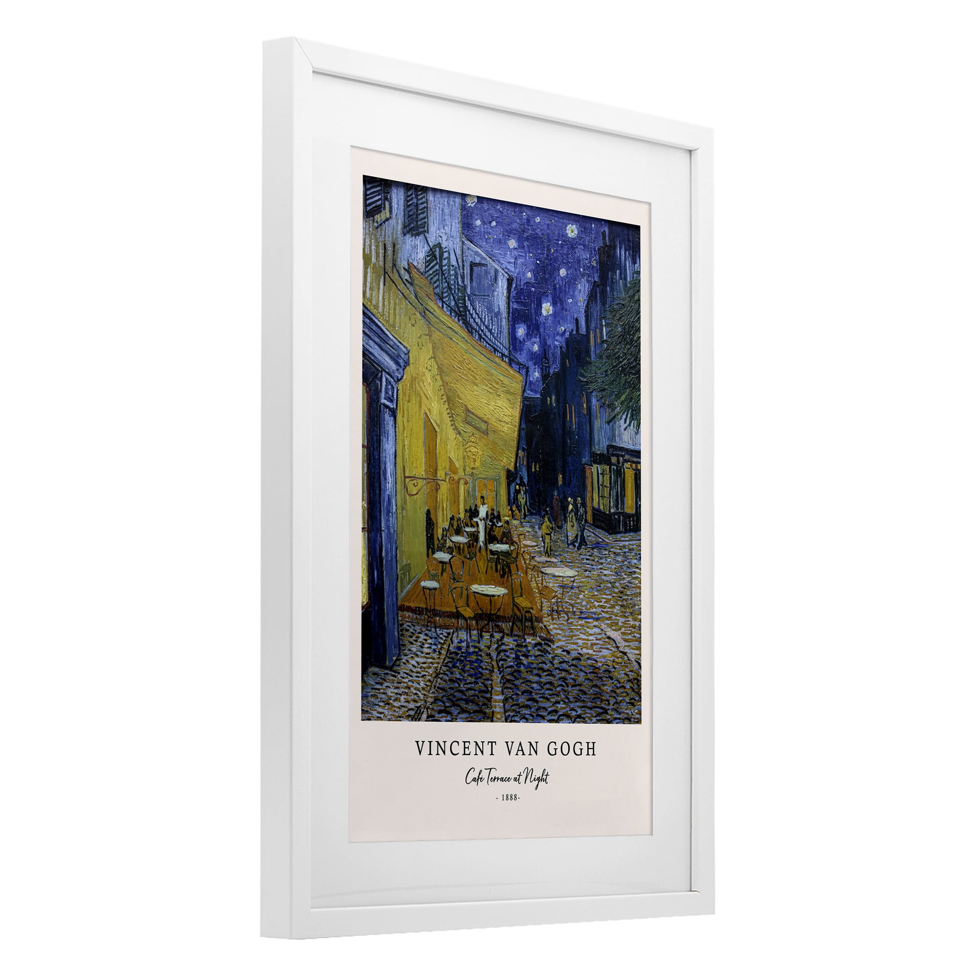Stupell Industries Classic Cafe Terrace At Night White Framed Print Under Glass, design by Vintage Hustle