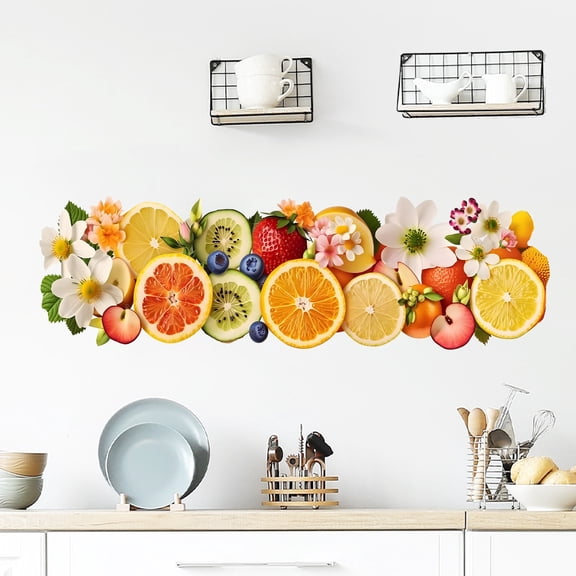 Colorful Fruit Wall Decals Floral Wall Stickers Kitchen Decor Decal Vinyl Peel and Stick 11 x 35 Inch