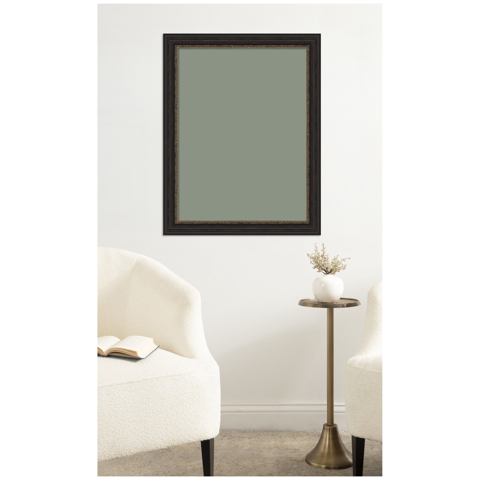 Kate and Laurel Framed Fabric Pinboard 22 x 28,  Printed Linen Decorative Bulletin Board for Use as a Vision Board or Wall Organization, Accent Bronze Narrow Frame