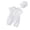 White, variant on Baby Boys Summer Outfits Long Sleeve Romper with Hat, Casual White One-Piece Jumpsuit for 0-12 Months, Soft Breathable Cotton Fabric, Everyday Wear and Baptism Outfit
