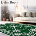 thumbnail image 2 of ODIKA 4'x6' Machine Washable Non-Slip Area Rug, Snowflake Crystal Doormat with Winter Wonderland Motifs High Traffic Rug, Green, 737642, 2 of 7