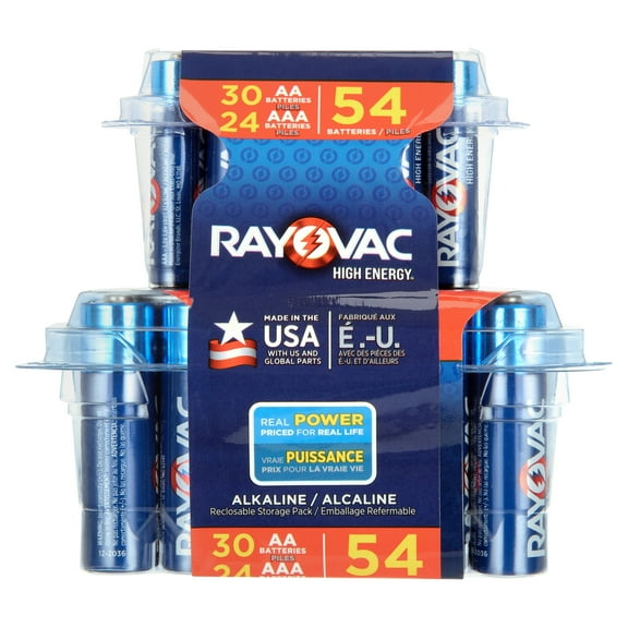 Rayovac High Energy Alkaline, 30 AA & 24 AAA Batteries, 54 Count