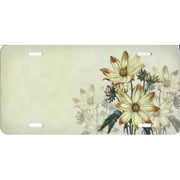 Offset Flowers License Plate