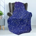 thumbnail image 4 of Constellation Soft Flannel Fleece Throw Blanket, Astronomy Science Names of Stars Zodiac Signs Night Sky, Cozy Plush for Indoor and Outdoor Use, 60" x 80", Pale Yellow Violet Blue, by Ambesonne, 4 of 5