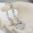 thumbnail image 5 of GKNET Sterling Silver Rolo Link Chain Charm Bangle Heart Tag Bracelet Jewelry, 5 of 5