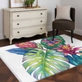 thumbnail image 3 of Tropical Plant Area Rugs 2.7'x5', Washable Small Throw Rugs for Kitchen Bedroom, Summer Watercolor Botanical Palm Leaves Indoor Outdoor Rug Non-Slip Low Pile Carpet Runner Reversible Floor Mats, 3 of 8