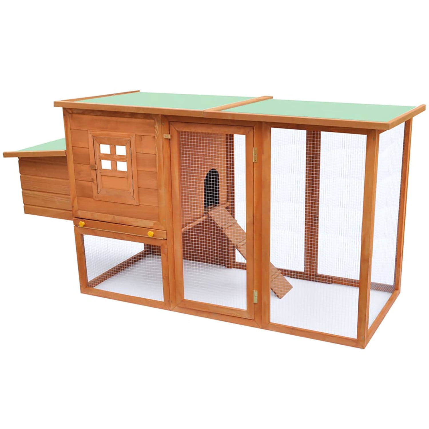 Pefilos 79.5" Wooden Rabbit Hutch with Waterproof Roof, Bunny Cage Pull-Out Tray, Hen House Egg Cage for Poultry Hutch & Egg-Laying Coop, Orange Pefilos 79.5" Wooden Rabbit Hutch with Waterproof Roof, Bunny Cage Pull-Out Tray, Hen House Egg Cage for Poultry Hutch & Egg-Laying Coop, Orange