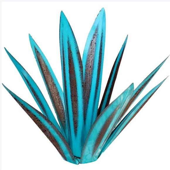 Jinsinto Metal Agave Plant, for Garden Decoration, Red, Rustic Tequila Sculpture,（27cm，Emerald Blue）