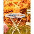 thumbnail image 5 of Round Fitted Tablecloths with Elastic Edge Vintage Thanksgiving Pumpkins Flowers Oil-Proof Waterproof Wipeable Table Cover for Kitchen Dining Party Decor Leaf on Letter Table Clothes,36" - 44", 5 of 6