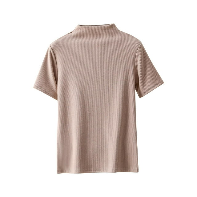 Floleo Haut Thermique à Manches Courtes en Polaire pour Femmes, Col Rond, Respirant, Confortable, Couche de Base Quotidienne (Kaki, 2TG)