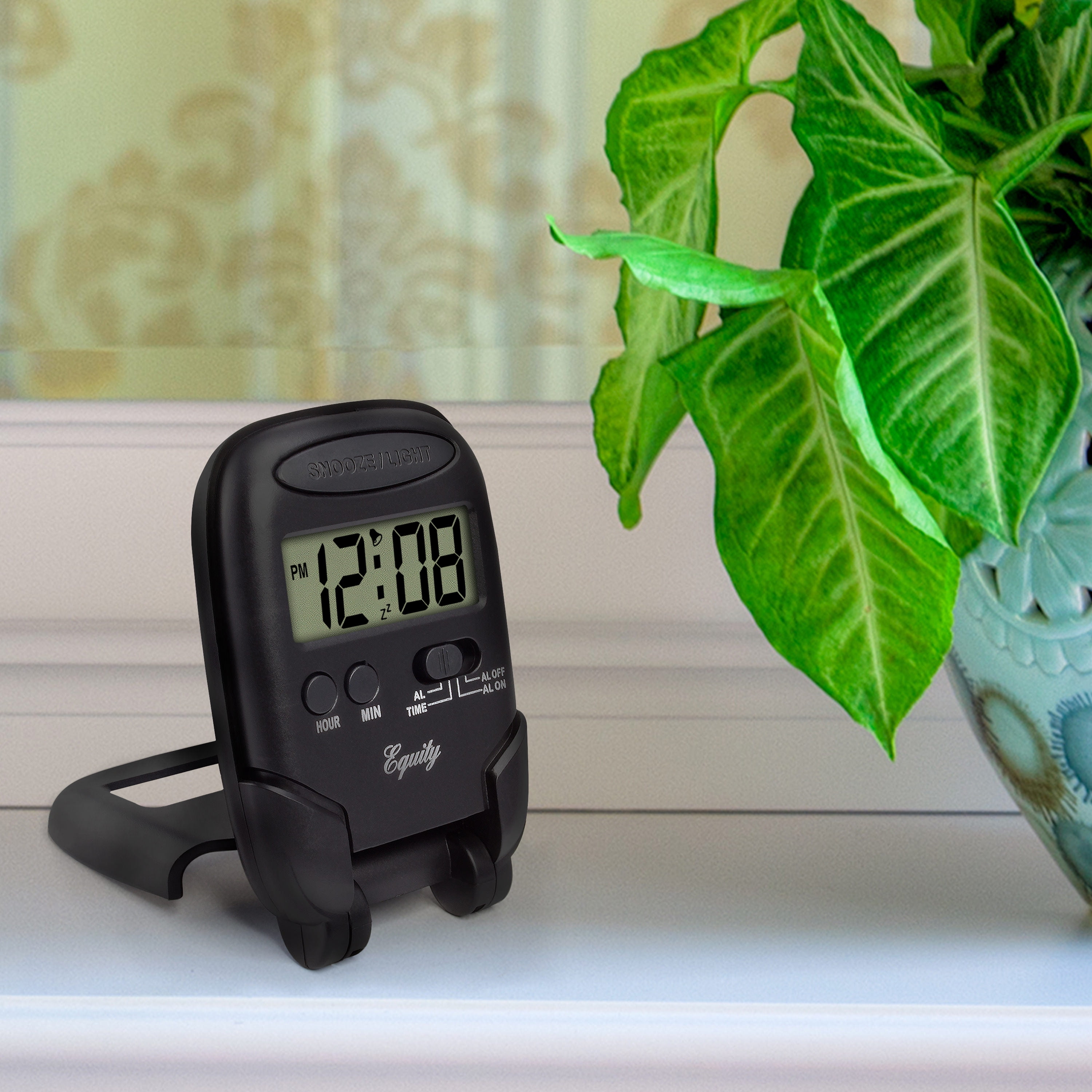 Equity by La Crosse Black LCD Fold-up Travel Alarm Clock, 31302
