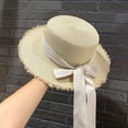 thumbnail image 5 of Sombrero de paja con cinta informal para mujer, sombreros para el sol con borlas Vintage, gorra con visera para ciclismo, pesca, viajes al aire libre, sol para niñas, 5 of 5
