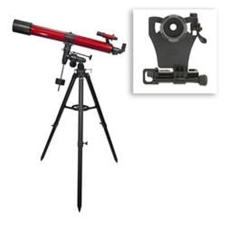Red Planet Refractor Telescope - Red - 90mm - Includes Smartphone Adapter - 50-100x Magnification