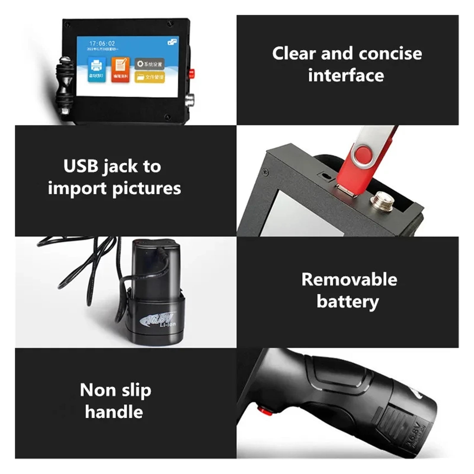 MX3 Product Name Batch Number Date Barcode QR Code Package label 2-12.7mm Handheld Portable Wireless 600DPI HD Inkjet Printer