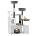 thumbnail image 2 of Uforic Cat Tree with Litter Box Enclosure, 2-in-1 Modern Cat Condo, 59" Hidden Litter Box Furniture, White, 2 of 9