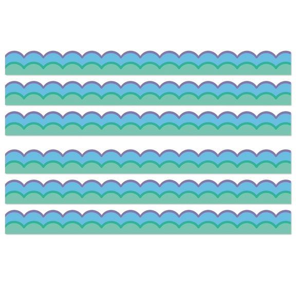 Carson Dellosa Education Happily Ever Elementary Retro Remix Cool Waves Scalloped Bulletin Board Borders, 39 Feet Per Pack, 6 Packs