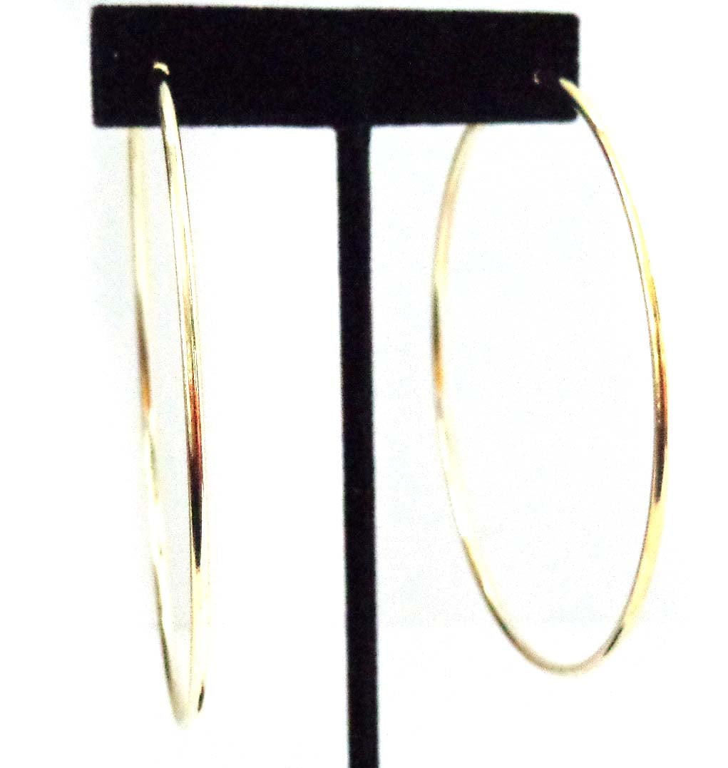 Clip-on Hoop Earrings Simple Thin 2 inch Gold Tone Hoop Earrings Non Pierced
