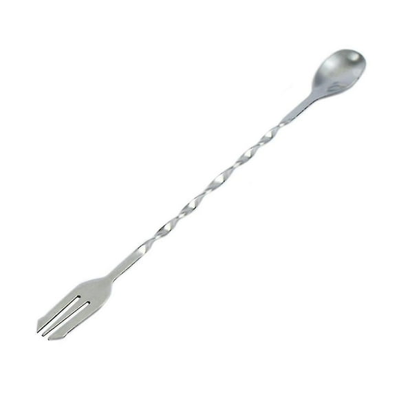 10pcs Stainless Steel Double-sided Nonmagnetic Bartender Spoon Fork 12 Inch