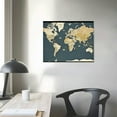 thumbnail image 4 of ONETECH  Large Office Wall Decoration Retro Detailed World Map Canvas Prints with Premium Black Frame Vintage Push Pins Travel Map of The World Picture Artwork for Modern Home Office Decor, 4 of 5