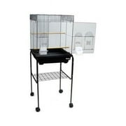 5924-4814BLK Flat Top Small Bird Cage with Black Stand in Black