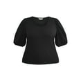 thumbnail image 4 of Terra & Sky Women’s Plus Size Crinkle Knit Top with Short Sleeves, Sizes 0X-5X, 4 of 5