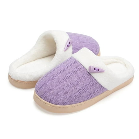 

NineCiFun House Slippers for Women on Memory Foam Indoor Outdoor Fuzzy Slippers (Purple Size 5-6)