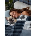 thumbnail image 3 of Navy Blue Plaid King Size Flat Sheet, Wrinkleproof & Fadeproof Cooling Flat Bed Sheet Only, Farmhouse Animals Tree Vintage Breathable Soft Bedding Top Sheets 105 x 98 Inches, 3 of 8