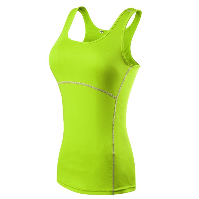 TOPTIE Yoga Racer Back Tank Top, Athletic Compression Tank, Junior-LIME-M