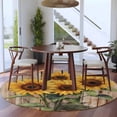 thumbnail image 4 of Vintage Summer Round Area&nbsp;Rug 6ft Sunflower Plant Rustic Wood Grain Farmhouse Non-Slip&nbsp;Washable Circle Rugs Soft Felt Indoor Floor Mat for Bedroom Kitchen Living Room Bathroom, 4 of 9