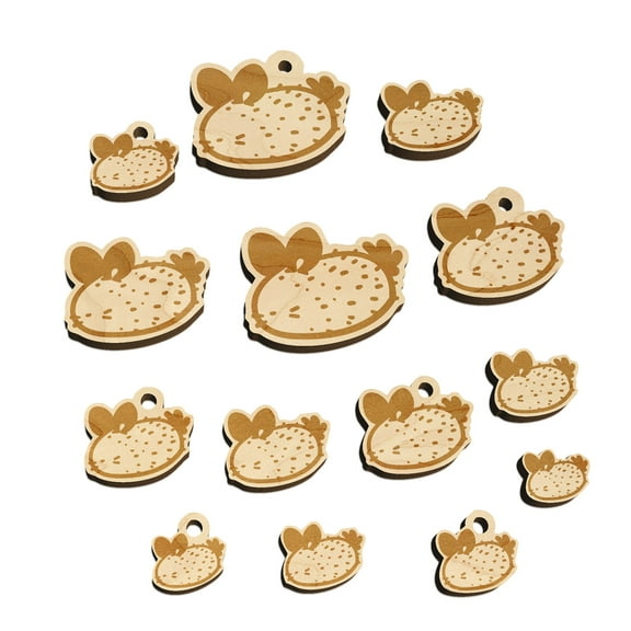 Kawaii Sea Bunny Slug Wood Mini Charms Shapes DIY Craft Jewelry - With Hole - 18mm (17pcs)